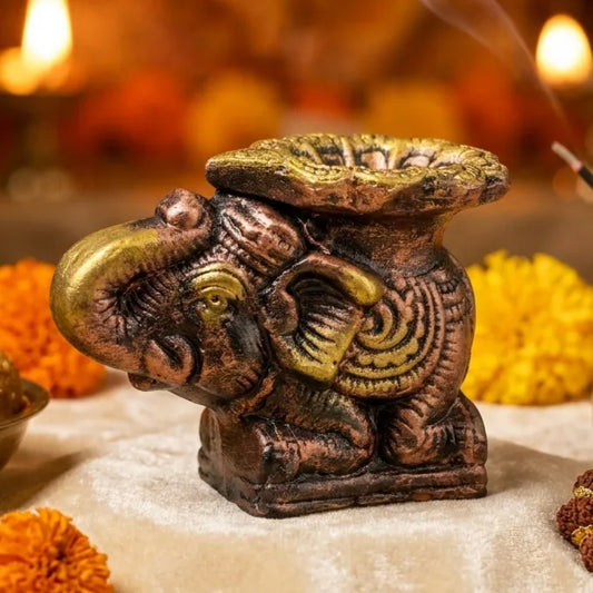 Terracotta Elephant Diya Set of 2