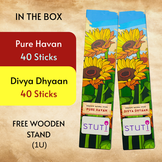 STUTI Premium Agarbatti for Pooja | Pure Havan & Divya Dhyaan (Pack of 2)