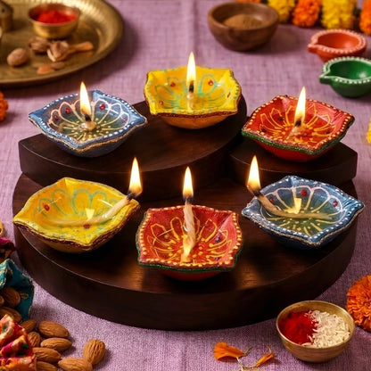 Square Shaped Diya Pack of 6