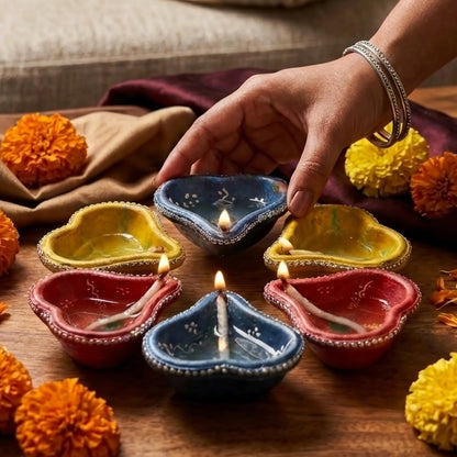 Heart Shaped Diya Pack of 6