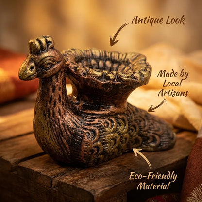 Terracotta Peacock Diya Set of 2