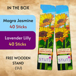 STUTI Premium Agarbatti for Pooja | Mogra Jasmine & Lavender Lilly (Pack of 2)