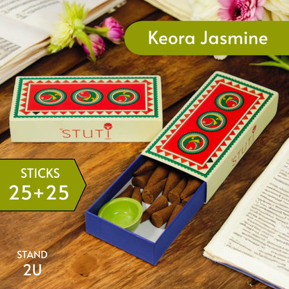 STUTI Natural Dhoop Cones | Keora Jasmine (Pack of 2)