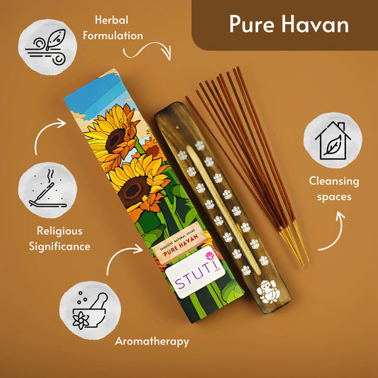 Pure Havan Natural Incense Sticks – 40N + Stand