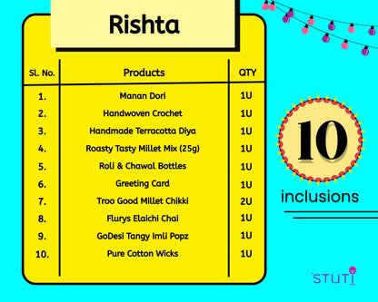 STUTI Rishta Rakhi Gift Box | 10 Inclusions