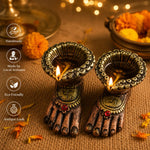Laxmi Charan Paduka Diya | Terracotta