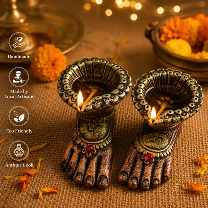 Laxmi Charan Paduka Diya | Terracotta