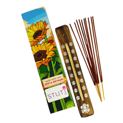 Divya Dhyaan Natural Incense Sticks – 40N + Stand