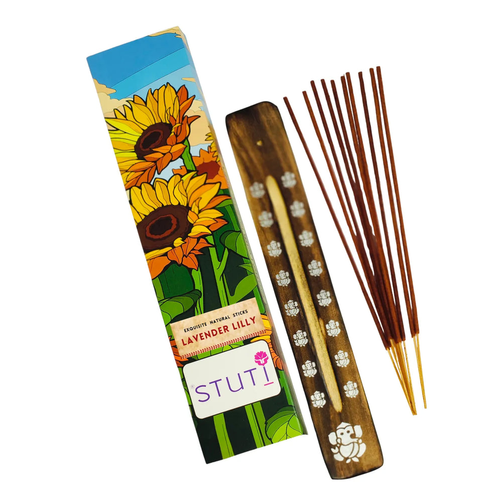 Lavender Lilly Natural Incense Sticks – 40N + Stand