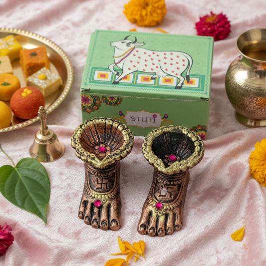 Laxmi Charan Paduka Diya | Terracotta