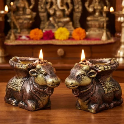 Terracotta Nandi Diya Set of 2